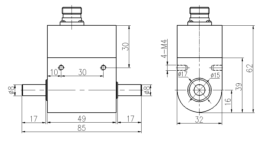 動態扭矩傳感器CAZF-TD85外形尺寸圖